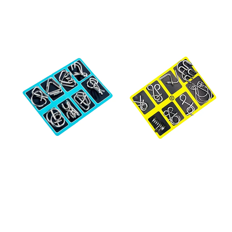 Anello puzzle in metallo da otto pezzi versione blu rompicapo - Image 14