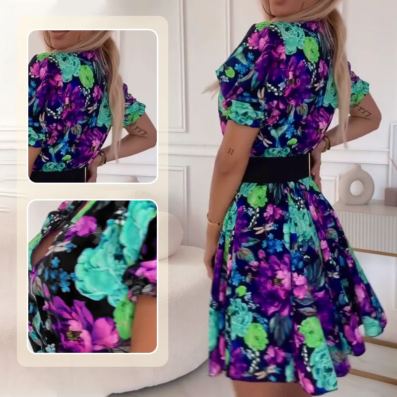 ⏳Sconto del 50% per un periodo limitato💥✨Mini abito da donna con stampa flore - Image 2