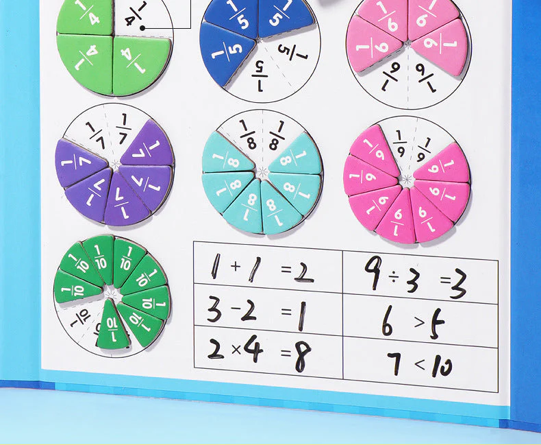 🔥🏅 Ultimo giorno -50%! Libro Magnetico Montessori Puzzle delle Frazioni – 106 pezzi educativi + penna, per imparare giocando a casa! - Image 13