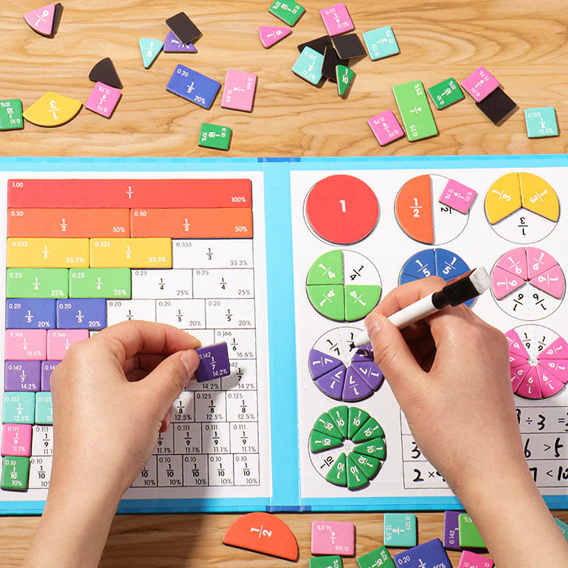 🔥🏅 Ultimo giorno -50%! Libro Magnetico Montessori Puzzle delle Frazioni – 106 pezzi educativi + penna, per imparare giocando a casa! - Image 26