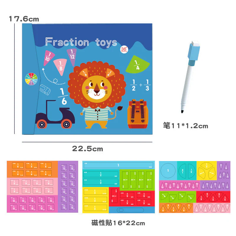 🔥🏅 Ultimo giorno -50%! Libro Magnetico Montessori Puzzle delle Frazioni – 106 pezzi educativi + penna, per imparare giocando a casa! - Image 27