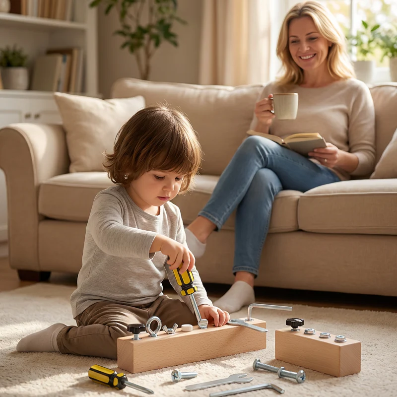 Tavola Montessori in Legno con Cacciavite - Gioco Educativo per Sviluppare la Motricità Fine - Image 2