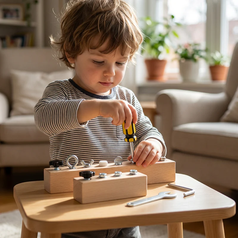 Tavola Montessori in Legno con Cacciavite - Gioco Educativo per Sviluppare la Motricità Fine - Image 5