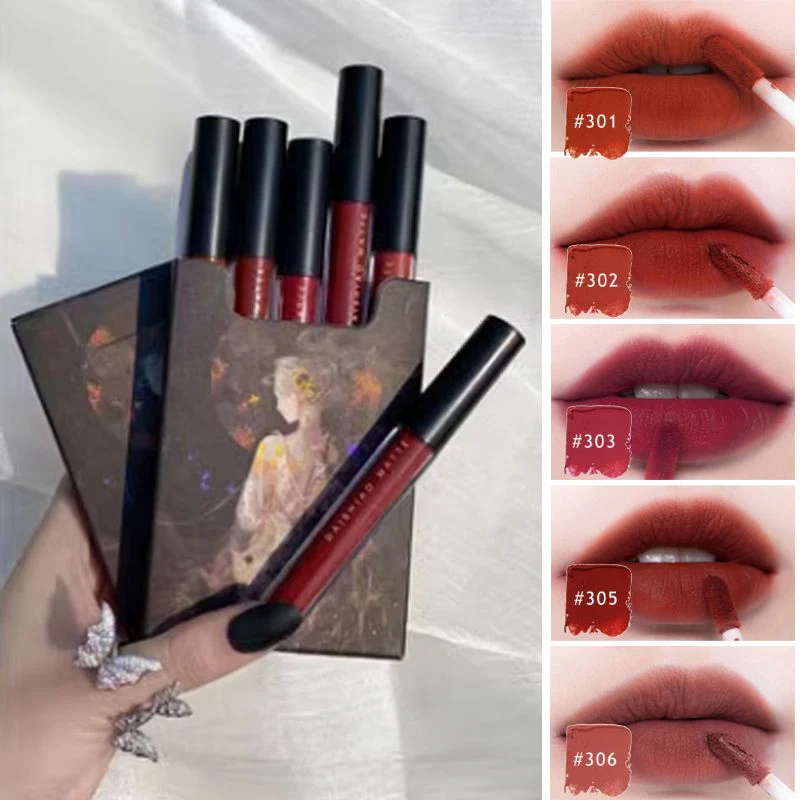 Bel regalo per donne delicate! Smalto per rossetto opaco vellutato antiaderente in 5 colori - Image 3