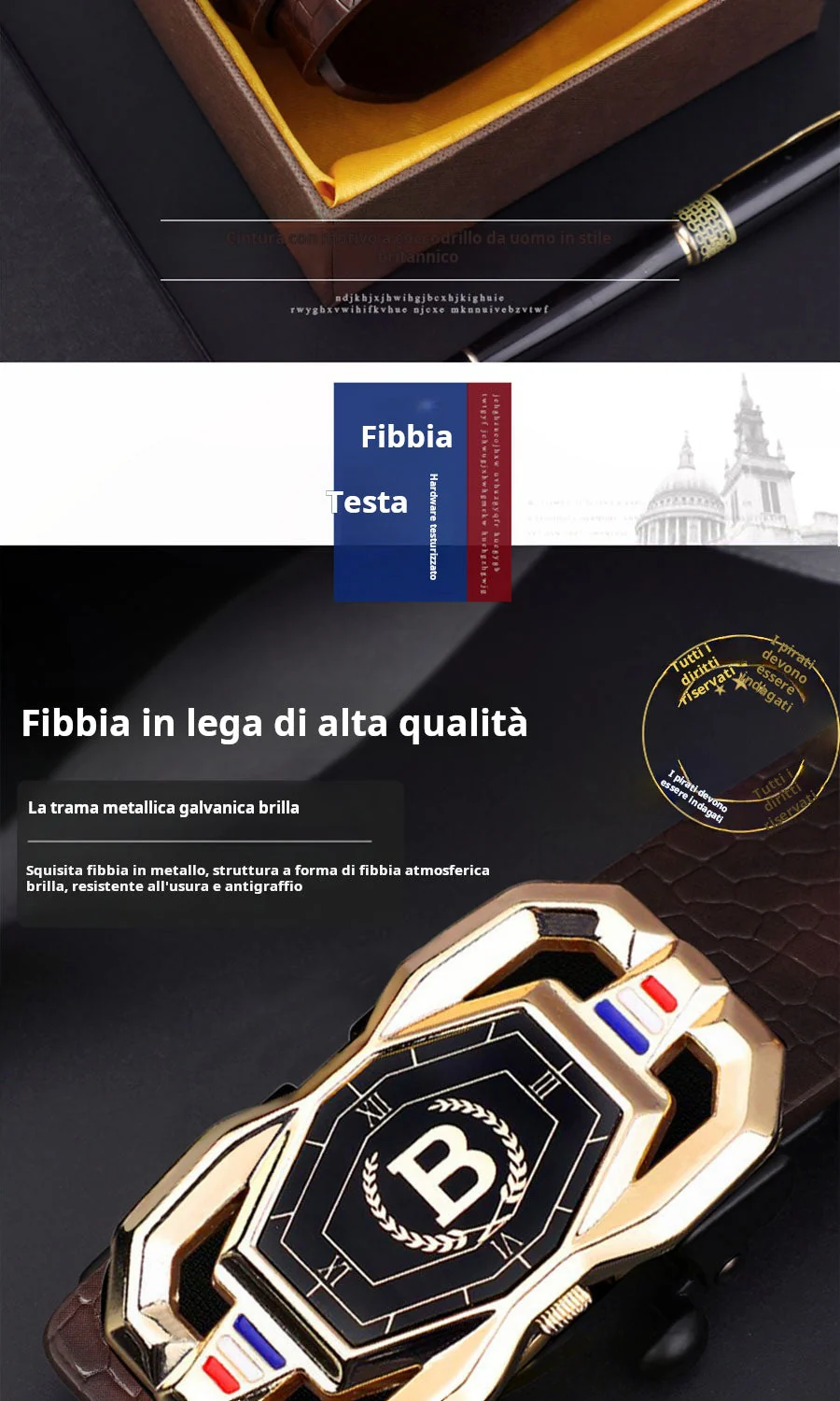 📢📢50% DI SCONTO! 🐊 Cintura da uomo in pelle con motivo coccodrillo – Fibbia automatica, lega resistente e look elegante per ogni occasione! 👔✨ - Image 11