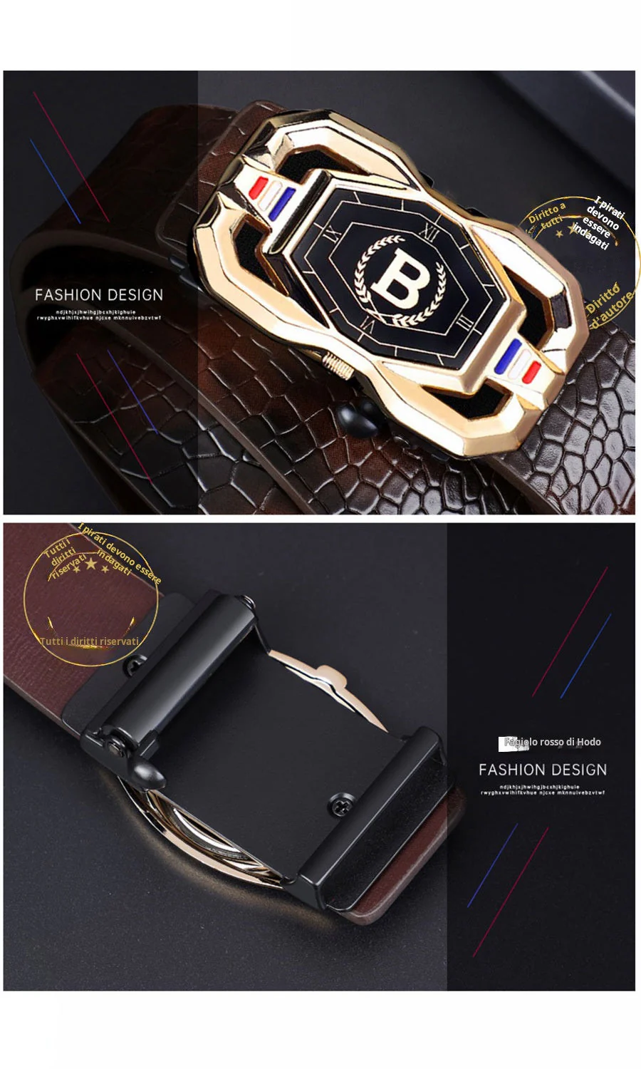 📢📢50% DI SCONTO! 🐊 Cintura da uomo in pelle con motivo coccodrillo – Fibbia automatica, lega resistente e look elegante per ogni occasione! 👔✨ - Image 5