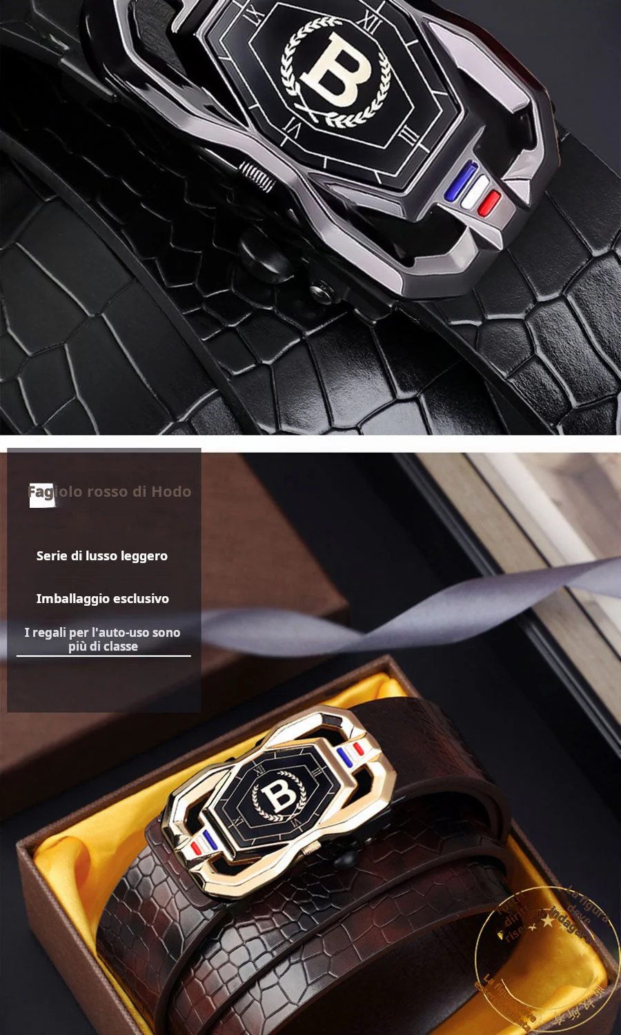 📢📢50% DI SCONTO! 🐊 Cintura da uomo in pelle con motivo coccodrillo – Fibbia automatica, lega resistente e look elegante per ogni occasione! 👔✨ - Image 8