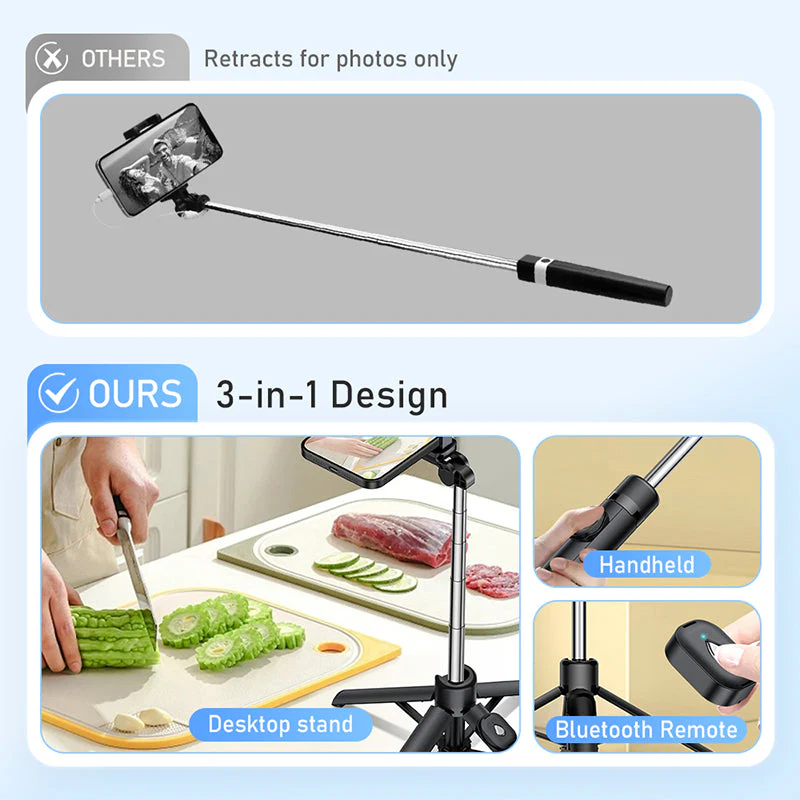 Treppiede portatile per selfie con Bluetooth a 4 gambe - Image 4