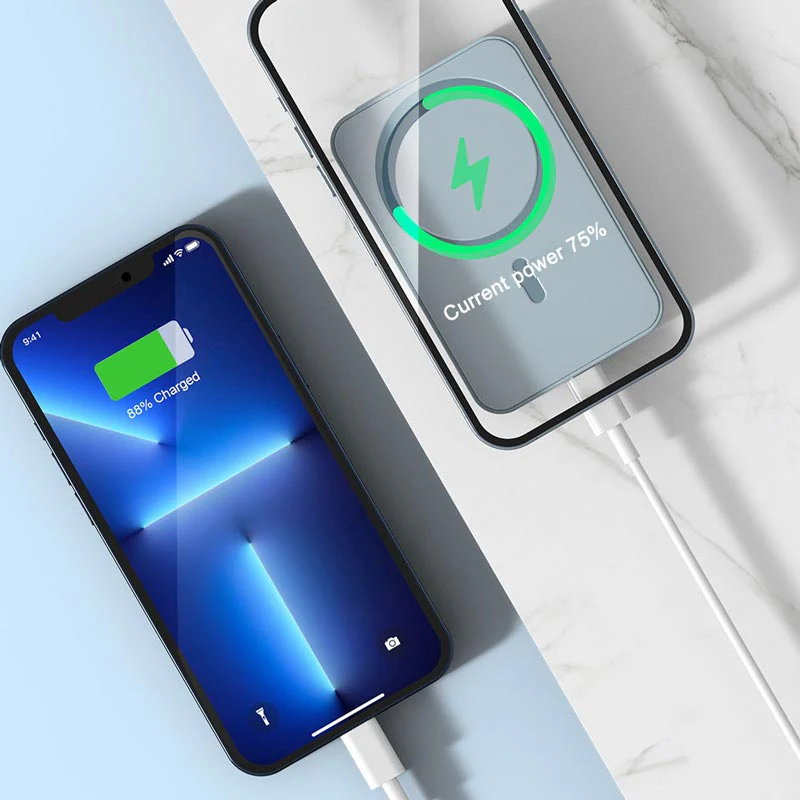 Mini Power Bank magnetico pieghevole wireless con supporto - Image 3