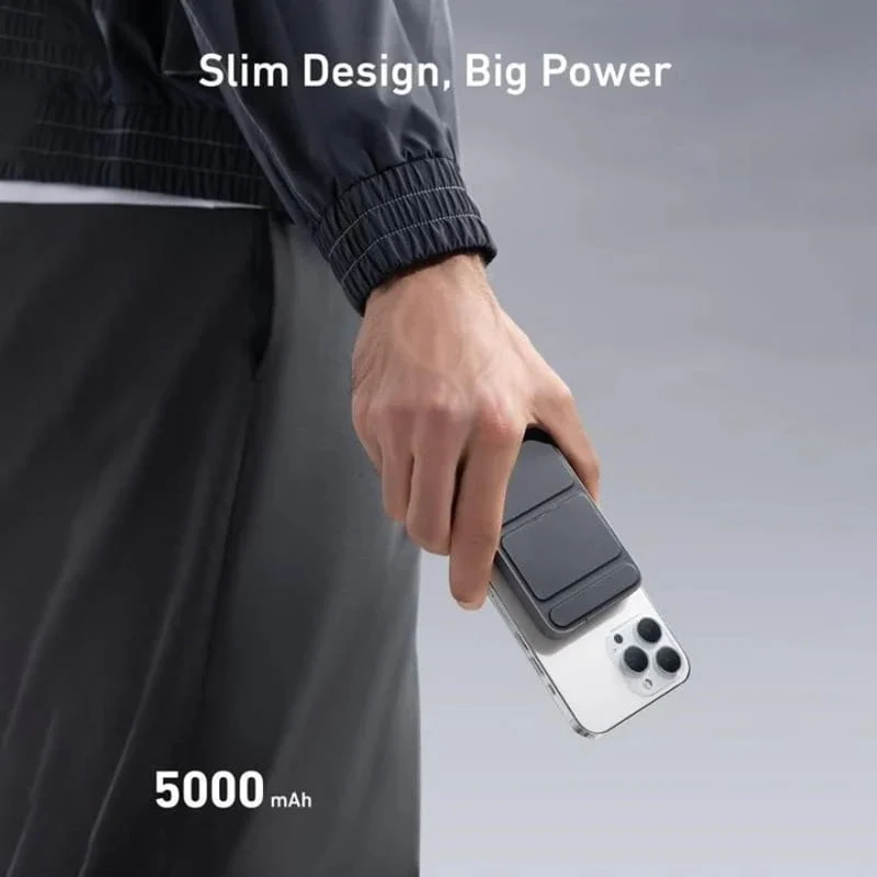 Mini Power Bank magnetico pieghevole wireless con supporto - Image 7