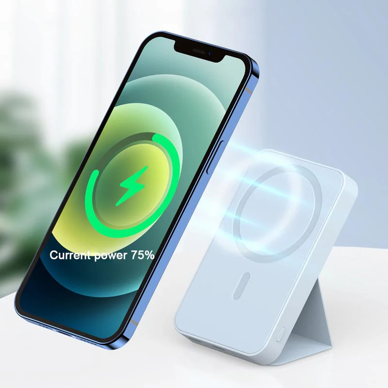 Mini Power Bank magnetico pieghevole wireless con supporto - Image 9