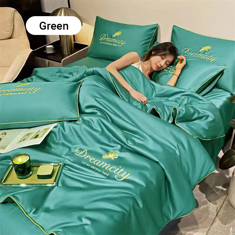 💖 Saldi imperdibili - 50% di sconto💖 ❄️ Set da letto estivo in seta ghiacciata, quattro pezzi🛏️ - Image 11
