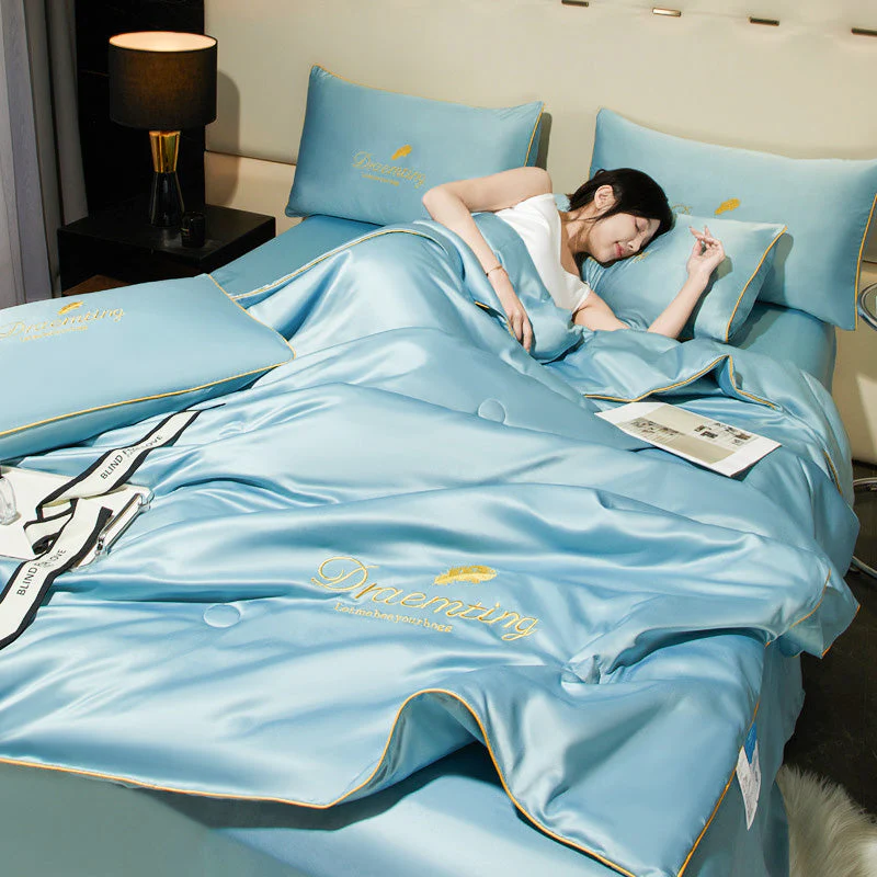 💖 Saldi imperdibili - 50% di sconto💖 ❄️ Set da letto estivo in seta ghiacciata, quattro pezzi🛏️ - Image 12