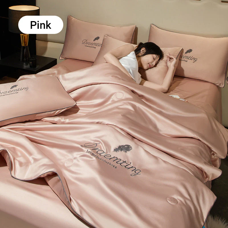 💖 Saldi imperdibili - 50% di sconto💖 ❄️ Set da letto estivo in seta ghiacciata, quattro pezzi🛏️ - Image 15