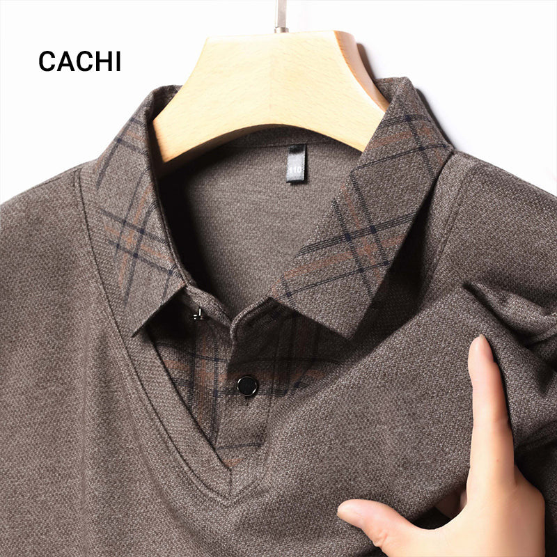 Top da uomo a maniche lunghe con collo a revers effetto due pezzi - Image 12