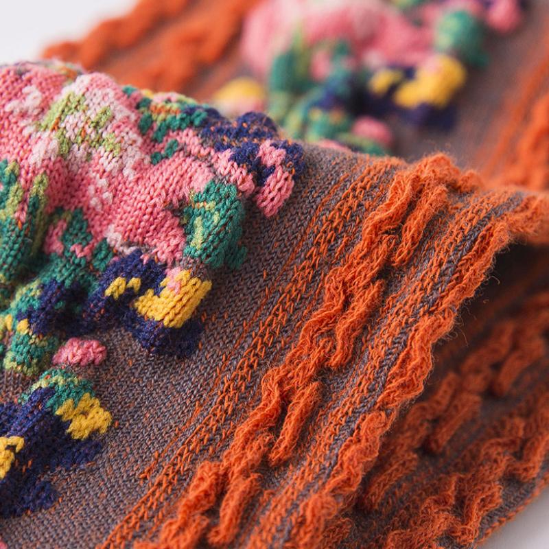 Vintage embroidered floral socks（5 Pairs） - Image 6