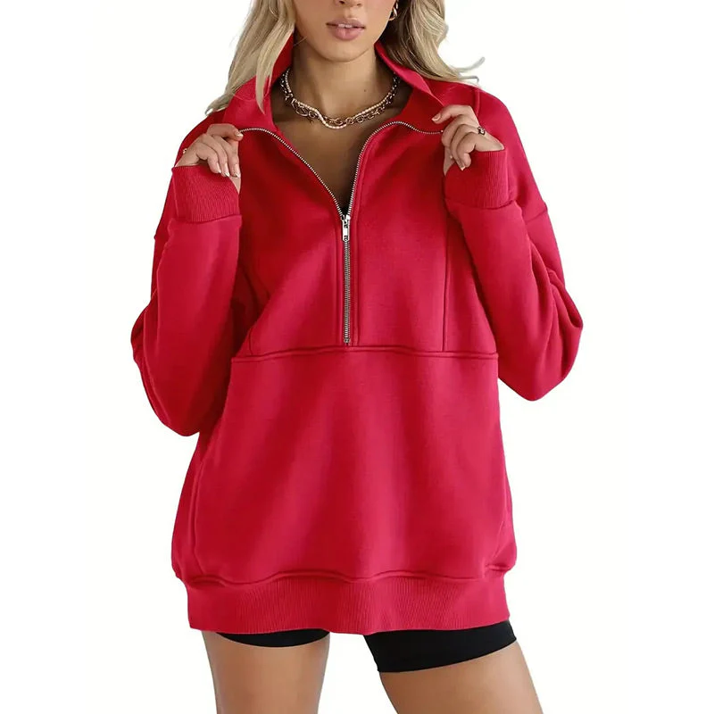 Top da donna con mezza zip e risvolto casual - Image 12
