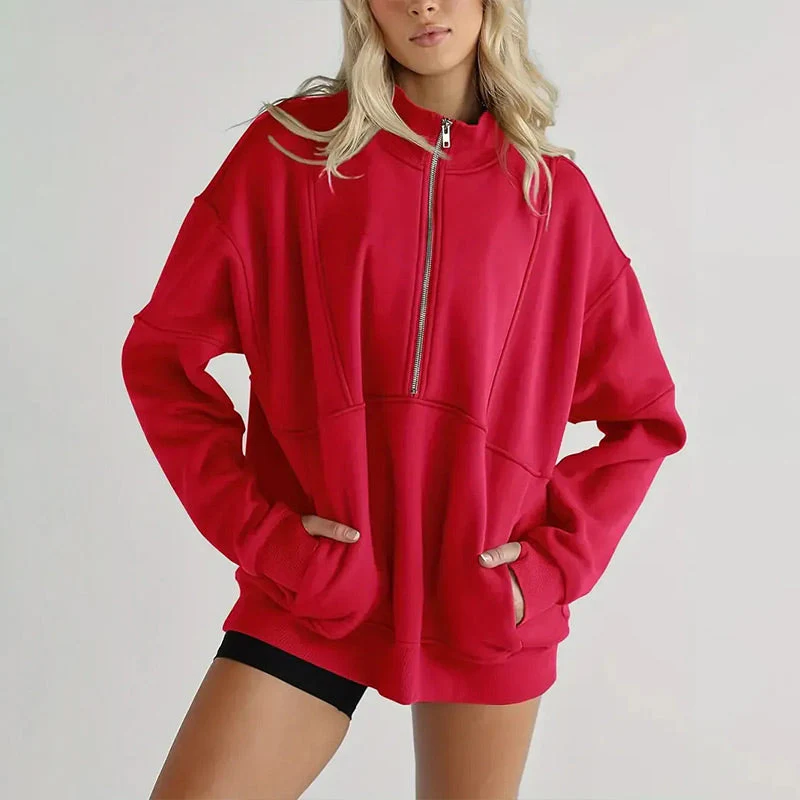 Top da donna con mezza zip e risvolto casual - Image 3