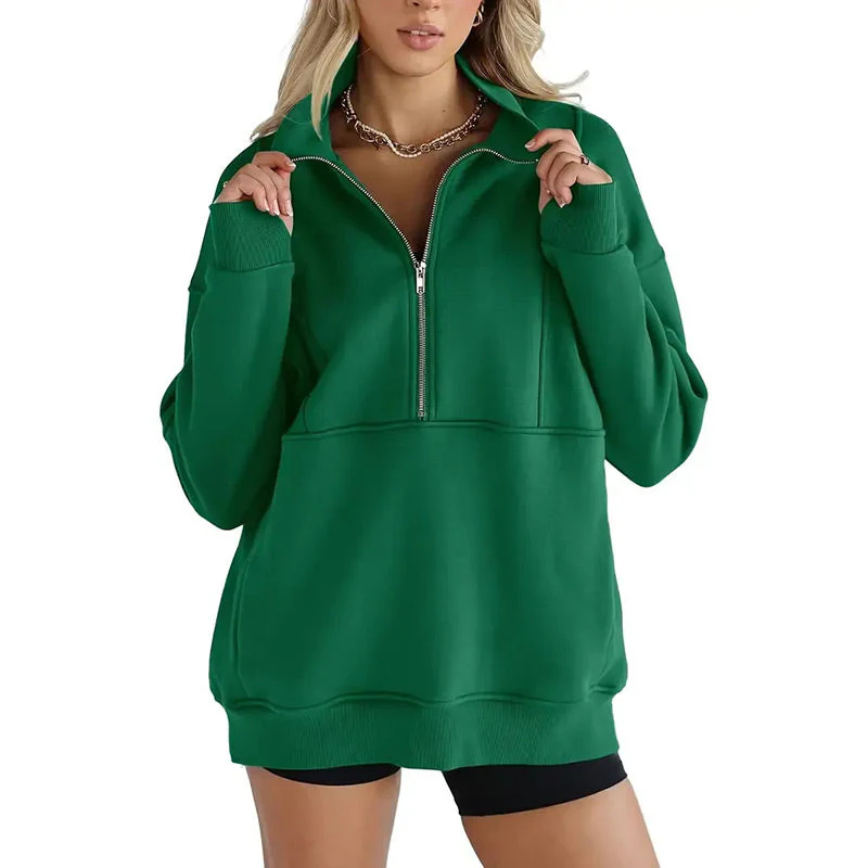 Top da donna con mezza zip e risvolto casual - Image 6