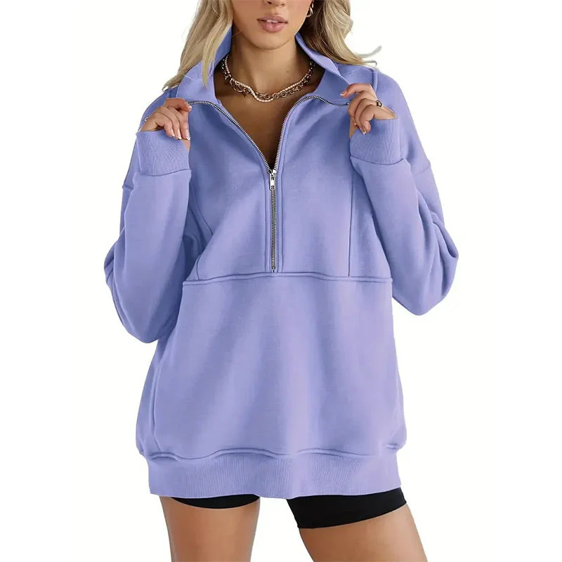 Top da donna con mezza zip e risvolto casual - Image 8