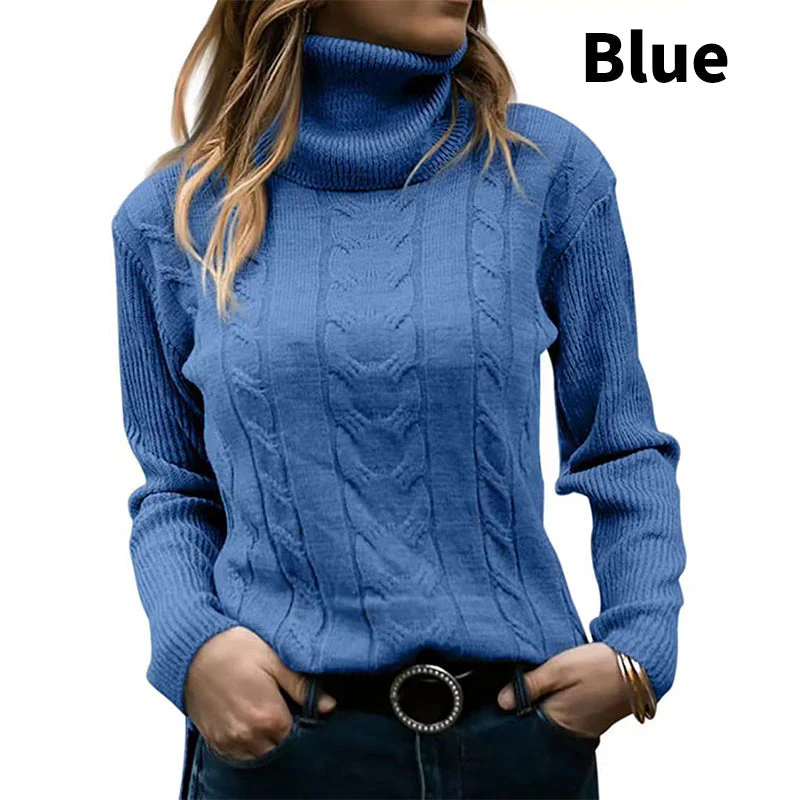 Maglione dolcevita lavorato a maglia a maniche lunghe tinta unita da donna successo attivo - Image 10