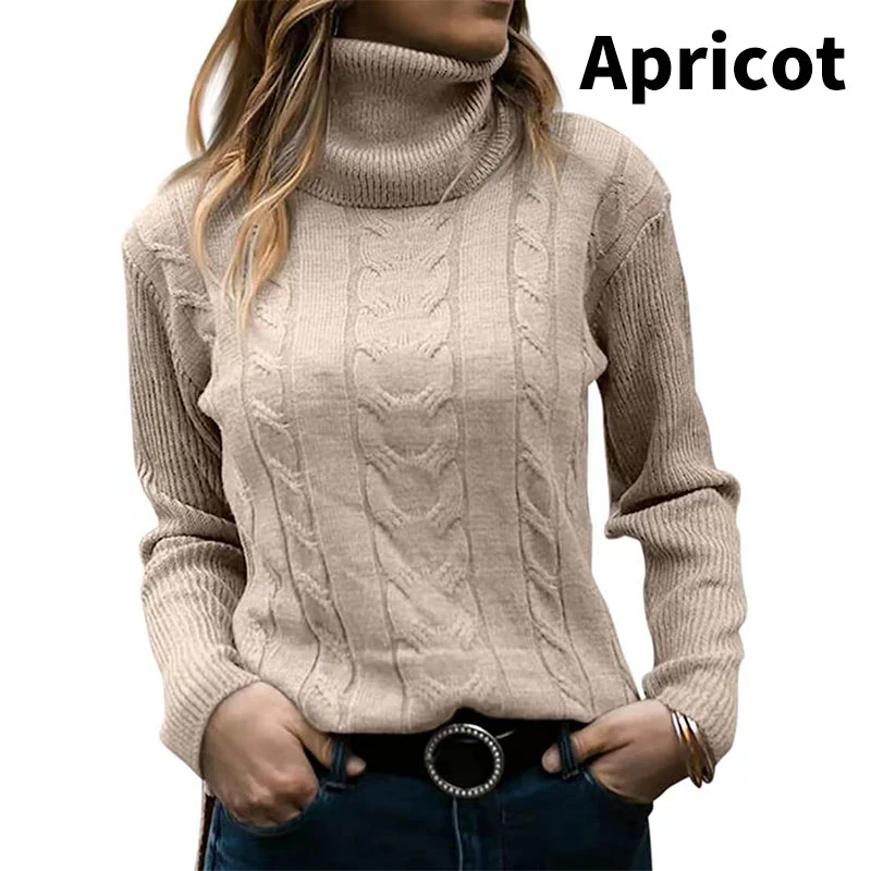 Maglione dolcevita lavorato a maglia a maniche lunghe tinta unita da donna successo attivo - Image 11