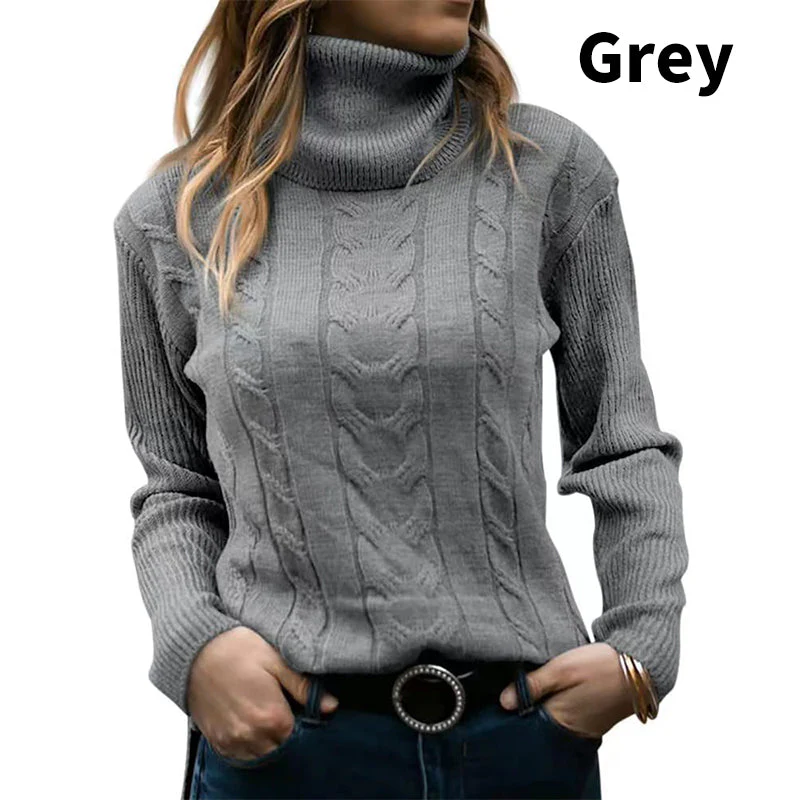 Maglione dolcevita lavorato a maglia a maniche lunghe tinta unita da donna successo attivo - Image 12