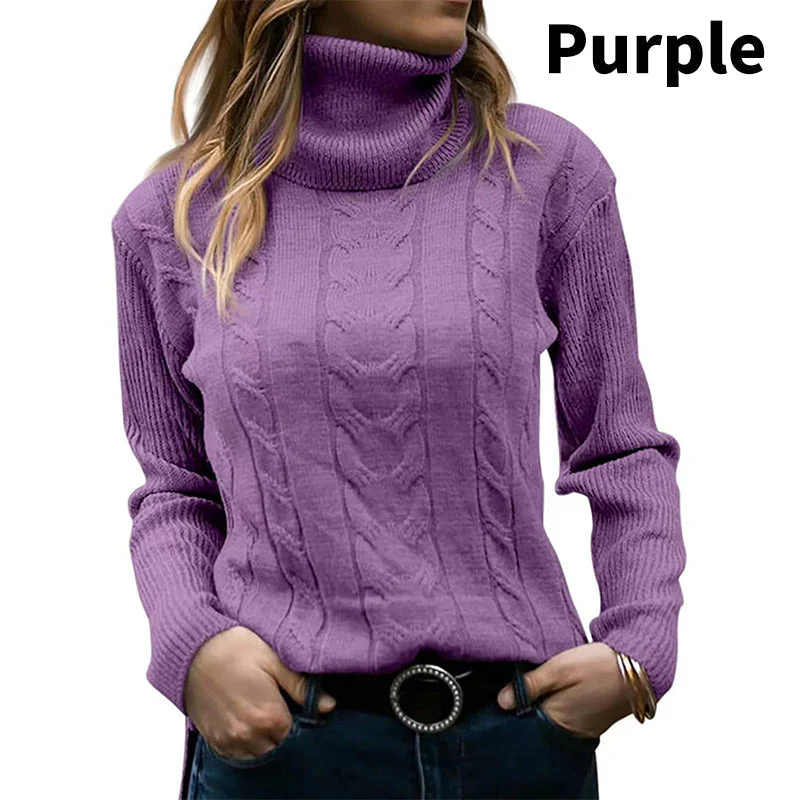 Maglione dolcevita lavorato a maglia a maniche lunghe tinta unita da donna successo attivo - Image 13