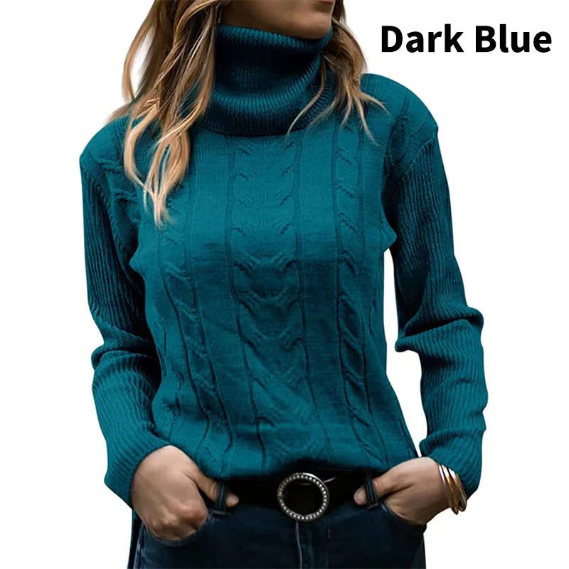 Maglione dolcevita lavorato a maglia a maniche lunghe tinta unita da donna successo attivo - Image 14