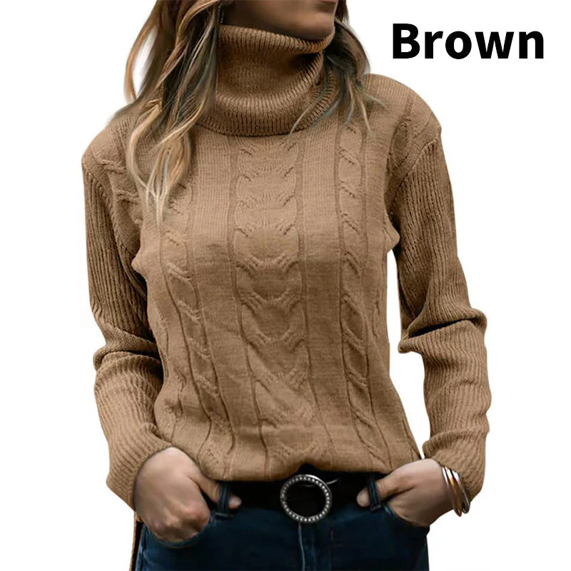 Maglione dolcevita lavorato a maglia a maniche lunghe tinta unita da donna successo attivo - Image 9